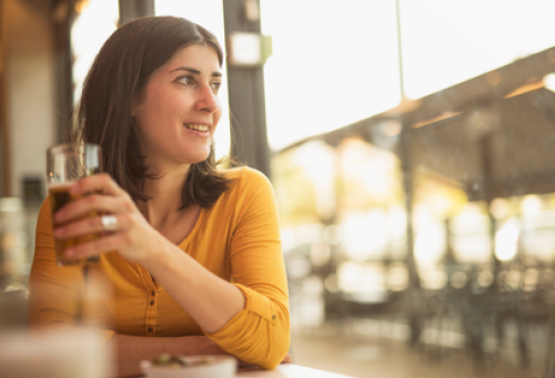 Woman drinking soda - food and beverage market