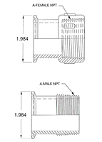 1 1/2" Tri-Clamp x NPT-2